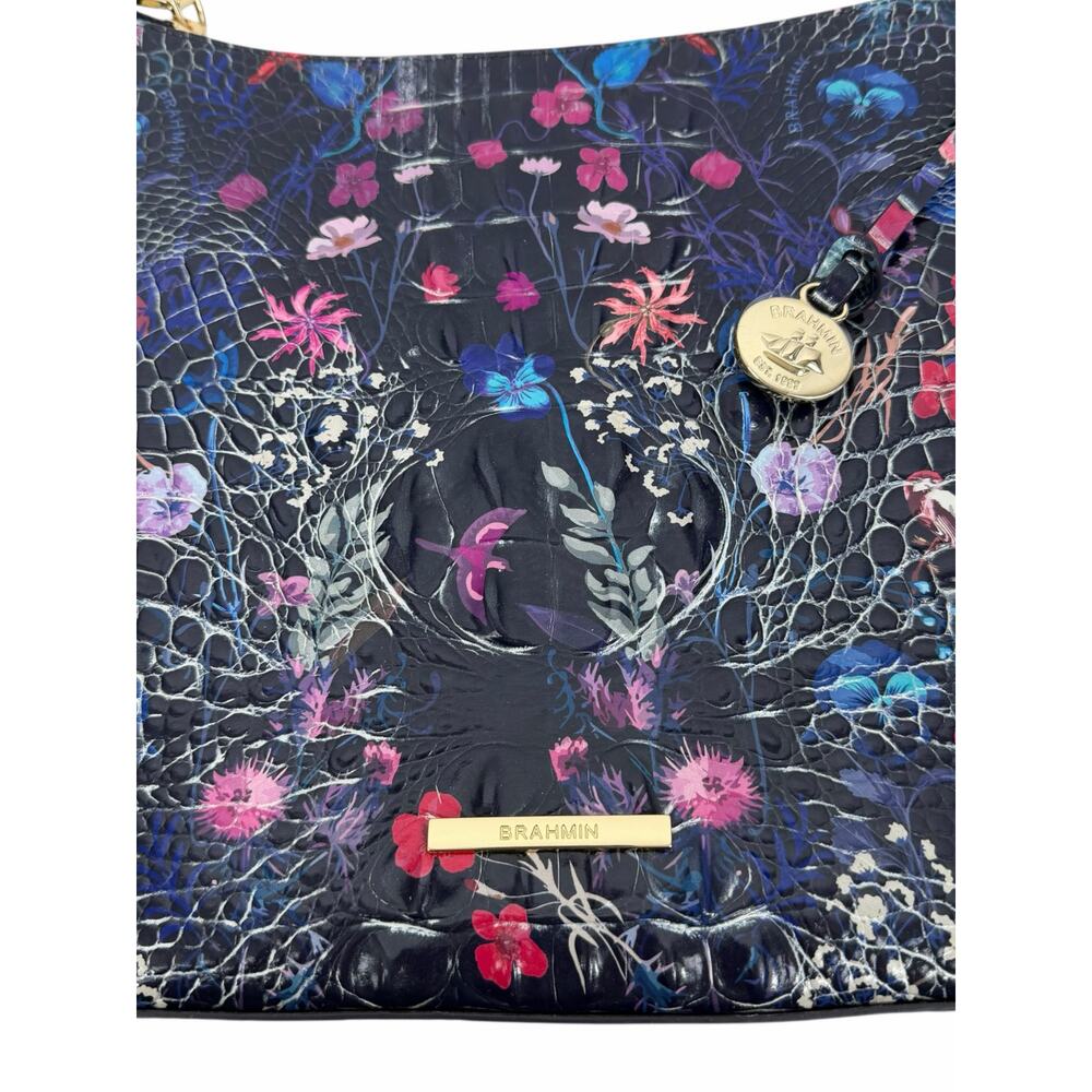 Brahmin Katie Crossbody Bag Folktale Melbourne Blue Floral Crocodile - Picture 14 of 14